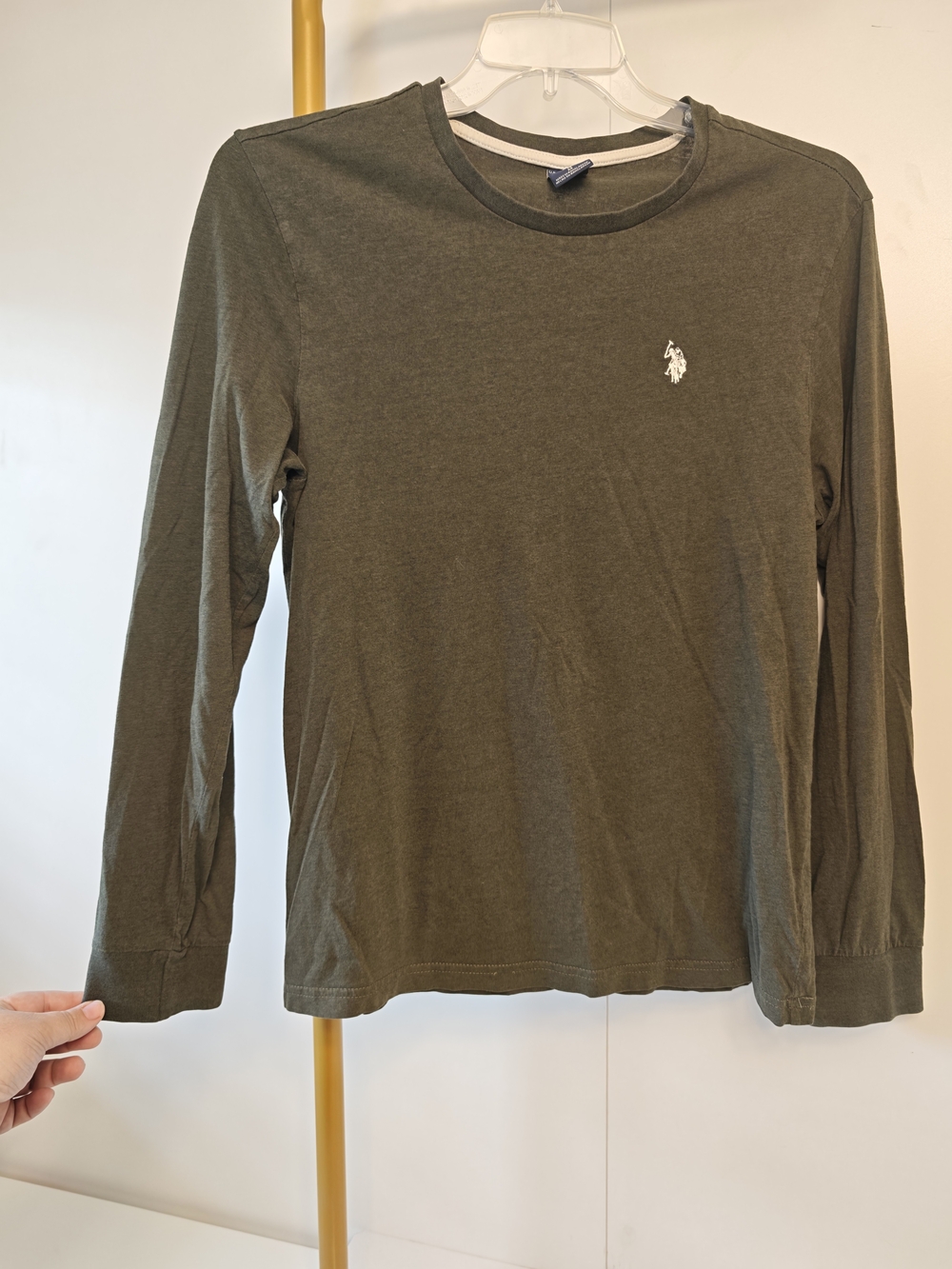 Soft U.S. Polo Assn. Long Sleeve Shirt Mens M Brown Crew Neck Casual